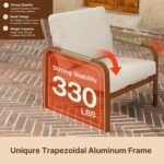 3-Piece Outdoor Bistro Set - Hand-Woven Rattan Patio Furniture with Aluminum Frame, Coffee Table & Waterproof Cushions, for Patio/Deck/Porch (Beige) (Beige, Small Bistro Set) - Image 4