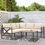 EROMMY 6 Pieces Patio Furniture Sets, Metal Outdoor Sectional Furniture L Shape Patio Conversation Sets with Fauxwood Coffee Table & 6.5" Olefin Cushions for Backyard, Garden, Poolside - Image 6