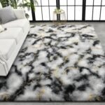 TWINNIS Super Soft Shaggy Rugs Fluffy Carpets, 5x8 Feet, Indoor Modern Plush Area Rugs for Living Room Bedroom Kids Room Nursery Home Decor, Upgrade Anti-Skid Rectangular Fuzzy Rug, Grey Gold - Image 8