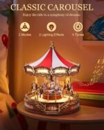 Rolife Wooden 3D Puzzles for Adults, DIY Carousel Music Box with Chaser Lights 11.6" Model Building Kit, Construction Project Craft Kits for Adults Hobby Home Decor Chiristmas Gifts for Boys Girls - Image 8