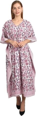 Fabric Venue Kaftan Dresses for Women - Sanganeri Ethnic Prints - Free Size Kaftans for Women - Hand Block Printed Cotton Kaftans