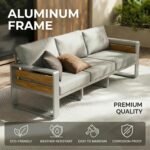 ZANDOR Aluminum Outdoor Patio Conversation Furniture Set, 4 PCS Metal Modern Outside Sectional Lawn Furniture with Coffee Table & Washable Thick Cushions,Seating Sofa for Garden/Backyard/Porch Silver - Image 8