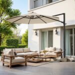 Greesum 10FT Outdoor Patio Umbrella with High Pedel and 4 Gear Heights, Large Offset Market Umbrella with 360-degree Rotation, Without Base, Hanging Outdoor Shade for Garden, Lawn, Pool, Beige - Image 2