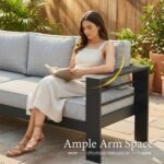 LayinSun Aluminum Furniture Set with Fire Pit Table, 5 Pieces Patio Sectional Conversation Chat Sofa Modern Seating Set - Image 6