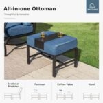 MFSTUDIO 5 Pieces Patio Conversation Sets,Outdoor Metal Furniture Sofas with 1 x 3-Seat Sofa, 2 x Swivel Chairs,2 x Ottoman,Wrought Iron Frame with Peacock Blue Cushion for Patio Courtyard Balcony - Image 7