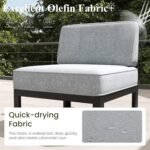 LayinSun Large Aluminum Patio Furniture Set with Fire Pit Table, 9 Pieces Modern Outdoor Conversation Set Sectional Metal Sofa Set with Olefin Cushion - Image 4