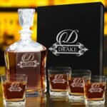 My Personal Memories, Personalized 5 pc Whiskey Decanter Set - Decanter and 4 Glasses Gift Set - Custom Engraved with Name and Initial (Fancy Design) - Image 6