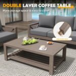 Amopatio Aluminum Patio Furniture Set, 8 Pieces Modern Metal Outdoor Furniture, Faux Wood Grain Finish Frame Patio Sofa Sets with 6" Cushion for Backyard, Dark Grey (Included Waterproof Covers) - Image 5