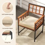 Tangkula 7 Pieces Patio Dining Set, Outdoor Acacia Wood Table and Chairs with Soft Cushions and 1.96” Umbrella Hole for Backyard, Garden, Poolside (Beige) - Image 5