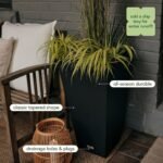 Veradek V-Resin Indoor/Outdoor Taper Planter, Set of 2 (30 inch, Black) - Image 5