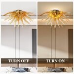 Blown Glass Chandelier, Modern Art Decor Dining Room Light Fixture, Foyer Lighting Fixtures Pendant Chandelier for Bedroom, Dining Room, Living Room, Staircase (Gold-1, 16''L x 28''W) - Image 4