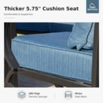 MFSTUDIO 5 Pieces Patio Conversation Sets,Outdoor Metal Furniture Sofas with 1 x 3-Seat Sofa, 2 x Swivel Chairs,2 x Ottoman,Wrought Iron Frame with Peacock Blue Cushion for Patio Courtyard Balcony - Image 4