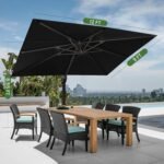 9' X 12' Cantilever Patio Umbrella with Base Included Rectangular Outdoor Large Offset Umbrellas with 7 Tilts Adjustable 360°Rotation for Deck Pool Garden Backyard, Black - Image 6