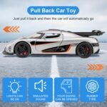 1:32 Scale Car Model Compatible for Collectible ONE1 Toy Vehicle, Zinc Alloy Pull Back Toy Car with Sound and Light for Kids Adults, Birthday Gift Silver - Image 3