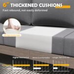 Amopatio Aluminum Patio Furniture Set, 8 Pieces Modern Metal Outdoor Furniture, Faux Wood Grain Finish Frame Patio Sofa Sets with 6" Cushion for Backyard, Dark Grey (Included Waterproof Covers) - Image 3