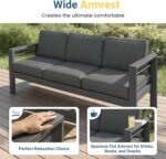 Wisteria Lane Aluminum Patio Furniture Set for All Weather, Oversized Metal Outdoor Furniture Set with 27.5" Deep Seat and 10" Back Cushion, Patio Conversation Sets with Wide armrest, Dark Grey - Image 4