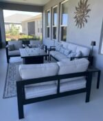 LayinSun Aluminum Furniture Set with Fire Pit Table, 5 Pieces Patio Sectional Conversation Chat Sofa Modern Seating Set - Image 7