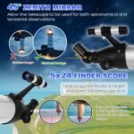 Telescope for Adults High Powered, 90mm Aperture 900mm Professional Astronomical Refractor Telescope for Beginners, Fully Multi-Coated High Light Transmittance for Ground&Moon Observation（Silver Gray） - Image 7