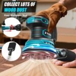 Cordless Random Orbital Sander Compatible for Makita 18V (TOOL ONLY), Electric Palm Orbital Sander With Dust Collector, 6 Variable Speeds, 20Pcs Sandpaper For Sanding Polishing Woodworking - Image 4