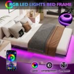 Queen Size Floating Metal Bed Frame with Smart LED Lights & Charging Station, Metal Platform Bed Base No Box Spring Needed, Easy Assembly, Noise Free - Image 3