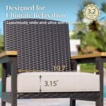 7-Piece Outdoor Patio Dining Sets, Patio Table and Chairs Set, HDPE Outdoor Dining Set, Rattan Wicker Patio Set with Ultra-Soft Cushions for Backyard, Deck, Garden - Black - Image 7