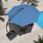 LAUSAINT HOME Outdoor Patio Umbrella with Base included, 11 FT Deluxe Curvy Cantilever Umbrella Offset Hanging umbrella with 360° Rotation for Market, Pool, Garden, Backyard, Deck (Navy Blue, 11 FT) - Image 9
