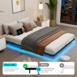 Queen Size Floating Metal Bed Frame with Smart LED Lights & Charging Station, Metal Platform Bed Base No Box Spring Needed, Easy Assembly, Noise Free - Image 5