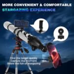 Telescope for Adults High Powered, 90mm Aperture 900mm Professional Astronomical Refractor Telescope for Beginners, Fully Multi-Coated High Light Transmittance for Ground&Moon Observation（Silver Gray） - Image 5