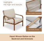 3-Piece Outdoor Bistro Set - Hand-Woven Rattan Patio Furniture with Aluminum Frame, Coffee Table & Waterproof Cushions, for Patio/Deck/Porch (Beige) (Beige, Small Bistro Set) - Image 6