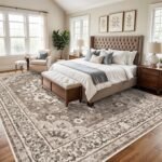 Washable Oriental Area Rug - 10x14 Rugs for Living Room Soft Carpet for Bedroom Waterproof Floral Distressed Indoor Stain Resistant Non-Shedding Floor Carpets (Beige, 10X14) - Image 2