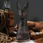 Winbird Square Toe Cowboy Boots for Men Classic Patriot Embroidered Western Boots Men's Vegan Leather Pull On Slip Resistant Boot, Retro Chunky Heel Short Country Boots for Spring Fall - Image 3