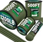 1200 Paracord Rope - 4.4mm 14 Strand Nylon Parachute Spool para Cord Lanyard for Outdoor Camping Survival Utility Tent Crafting DIY Projects Fishing Clothsline Bracelet - ArmyGreen 50FT