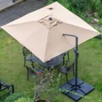 Sunnyglade 10x10Ft Cantilever Patio Umbrella Square Deluxe Offset Umbrella 360°Rotation & Integrated Tilting System Heavy Duty Patio Hanging Umbrella for Market Garden Deck Pool Backyard Patio (Tan) - Image 7