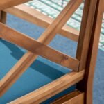 Christopher Knight Home Jordan Outdoor 5 Piece Acacia Wood Dining Set, Teak Finish/Blue - Image 7