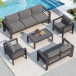 Solaste Aluminum Patio Furniture Set for All Weather, Oversized Metal Outdoor Furniture Set with 27.5" Deep Seating and 3.2" Wide Armrest, Outdoor Patio Conversation Sets with 10" Back Cushion, Gray - Image 9