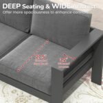 Solaste Outdoor Couch Aluminum Patio Furniture Sofa, 3-Seat All-Weather Metal Outdoor Patio Furniture with Cushions,Dark Grey - Image 3