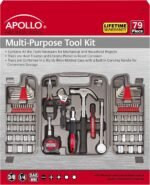 Apollo Tools 79 Piece Multi-Purpose SAE and Metric Tool Set with Sockets for the Garage, Home or on the Road. Includes Essential Tools for Vehicle Maintenance and Repairs - Red- DT9411 - Image 3