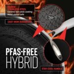 Hell's Kitchen Hybrid 5 Pc Cookware Set, Tri-Clad Stainless Steel and Nonstick Ceramic, PFAS Free, no PFOA, no PTFE, no Teflon, Non Toxic Cookware, Metal Utensil Safe, All Cooktops and Oven Safe - Image 3