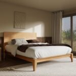 Merax Queen Size Bamboo Platform Bed, Mid-Century Modern Bed Frame with Tall Headboard, Solid Sustainable Bedframe Queen-Size, Wood Slat Support, No Box Spring Needed, Easy Assembly, Natural - Image 4