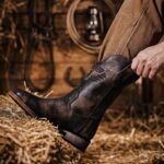 Winbird Square Toe Cowboy Boots for Men Classic Patriot Embroidered Western Boots Men's Vegan Leather Pull On Slip Resistant Boot, Retro Chunky Heel Short Country Boots for Spring Fall - Image 2