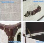 DreamsEden Large Decorative Wooden Storage Box, 23.5''L x 14''W - Vintage Suitcase Chest Trunk with Hinged Lid, Linen-Fabric Cover - Image 5