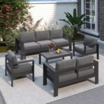 Solaste Aluminum Patio Furniture Set for All Weather, Oversized Metal Outdoor Furniture Set with 27.5" Deep Seating and 3.2" Wide Armrest, Outdoor Patio Conversation Sets with 10" Back Cushion, Gray - Image 3