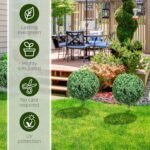 HOMCOM Set of 2 1.3ft (15.7") Artificial Boxwood Topiary Ball Bush with Integrated Ground Stake, Indoor Outdoor UV Resistant Faux Greenery, Faux Plants for Garden, Porch, Balcony - Image 5