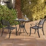NUU GARDEN 3 Piece Outdoor Cast Aluminum Bistro Table Set Rustproof Table and Chairs with Umbrella Hole for Backyard, Balcony, Front Porch, Black - Image 9