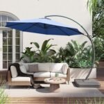 LAUSAINT HOME Outdoor Patio Umbrella with Base included, 11 FT Deluxe Curvy Cantilever Umbrella Offset Hanging umbrella with 360° Rotation for Market, Pool, Garden, Backyard, Deck (Navy Blue, 11 FT) - Image 8