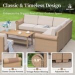 HERA'S HOUSE 6 Piece Patio Furniture Set, Outdoor Sectional Wicker Sofa with 44" Coffee Table, 5.5" Thick Waterproof Cushion All Weather 5 Seats Modular Conversation Set for Garden Deck Backyard - Image 5