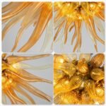 Blown Glass Chandelier, Modern Art Decor Dining Room Light Fixture, Foyer Lighting Fixtures Pendant Chandelier for Bedroom, Dining Room, Living Room, Staircase (Gold-1, 16''L x 28''W) - Image 3