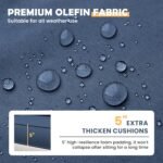 Amopatio Aluminum Patio Furniture Set, 6 Pieces Metal Outdoor Patio Furniture Sets, Outdoor Sectional Modern Sofa Couch with Coffee Table for Pool, Garden, White&Blue (Included Waterproof Covers) - Image 2