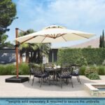 PURPLE LEAF 13ft Patio Umbrella Outdoor Round Umbrellas Large Cantilever Umbrella Windproof Offset Umbrellas Heavy Duty Sun Umbrella for Garden Deck Pool Patio, Cream - Image 2