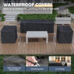 Amopatio Aluminum Patio Furniture Set, 6 Pieces Metal Outdoor Patio Furniture Sets, Outdoor Sectional Modern Sofa Couch with Coffee Table for Pool, Garden, White&Blue (Included Waterproof Covers) - Image 6